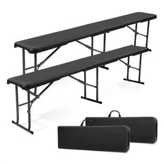 Sekey Klappbare Bierbank 183 cm – Kunststoff Campingbank & Bierzeltbank bis 300 kg Belastbar, Gartenbank Klappbar mit Tragegriff, Schwarz