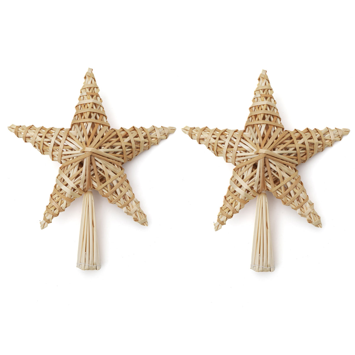 Salcar Weihnachtsbaumspitze Stern aus Naturstroh – 25 cm, 3D-Effekt – Klassischer Weihnachtsbaumschmuck, wiederverwendbar