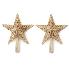 Salcar Weihnachtsbaumspitze Stern aus Naturstroh – 25 cm, 3D-Effekt – Klassischer Weihnachtsbaumschmuck, wiederverwendbar