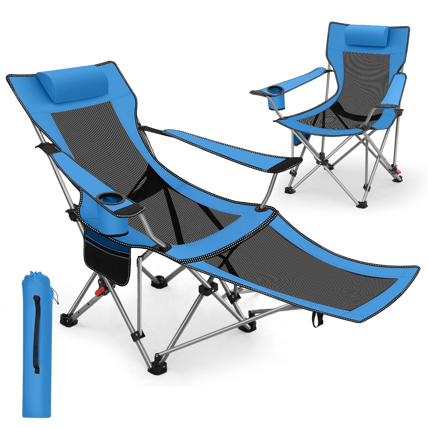 Sunula Klappbarer Campingstuhl, Liegestuhl 2-in-1, Belastbar bis 100 – sekeymall
