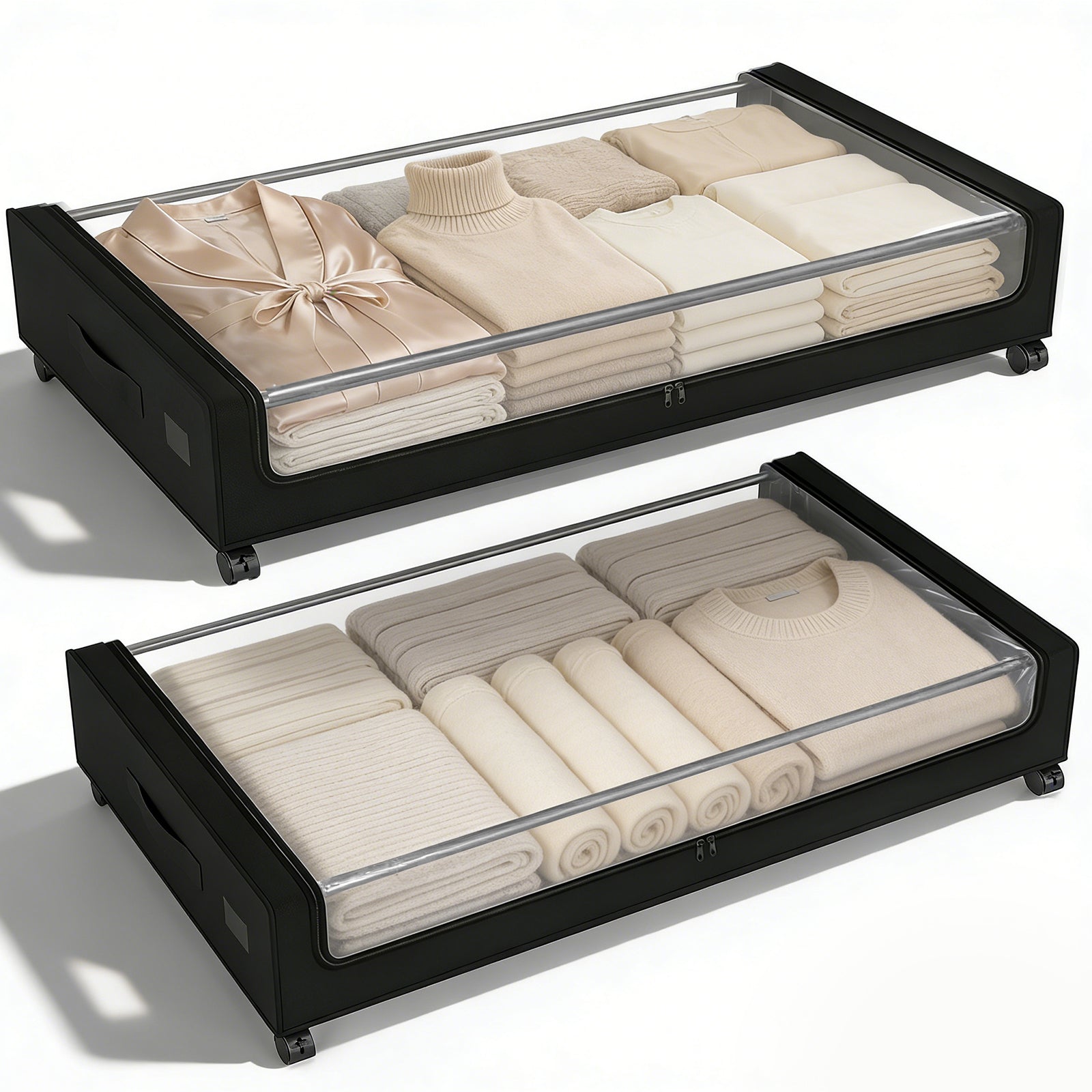 släkt bettgestell unterbett aufbewahrung Sekey Unterbett-Aufbewahrungsbox mit Rollen 78 × 44 × 14 cm, Metallrah – sekeymall