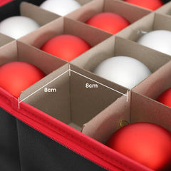 Salcar Schwarze Aufbewahrungsbox für 128 Weihnachtskugeln – Faltbare Christbaumkugel-Box 64,8×32,3×34,2 cm mit 128 Fächern, Tragegriffen & Doppelreißverschluss