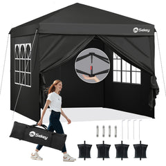 Sekey Premium Pop-Up Pavillon 3×3 m – Wasserdicht & Stabil, Faltpavillon mit Seitenwänden, Höhenverstellbar 250–270 cm