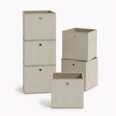 Sekey 6er Set Aufbewahrungsboxen Beige 30 × 30 × 30 cm – Faltbare Stoffboxen mit Griff für Regal & Schrank