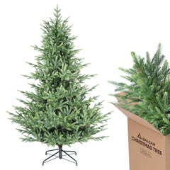 SALCAR Künstlicher Weihnachtsbaum 150/180/210 cm, 90 % PE Spritzguss Premium Tannenbaum, naturgetreuer Christbaum mit Metallständer & Handschuhen – Dicht, Klappbar & Wiederverwendbar