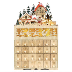 Salcar LED Weihnachtsdorf Adventskalender aus Holz – 24 Fächer zum Befüllen