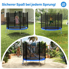 Sekey Trampolin Ø 244 cm für Garten – TÜV/GS-zertifiziertes Outdoor Trampolin mit Sicherheitsnetz, W-Beinen & Leiter – Wetterfest & stabil für Kinder ab 3 Jahren