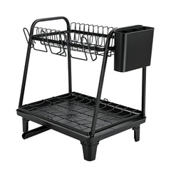 Sekey 2-stufiges Abtropfgestell Geschirr – Platzsparender Doppel-Geschirrständer mit Besteckablage, Rostfrei & Schwarz für Spüle und Küchenarbeitsplatte  特点：