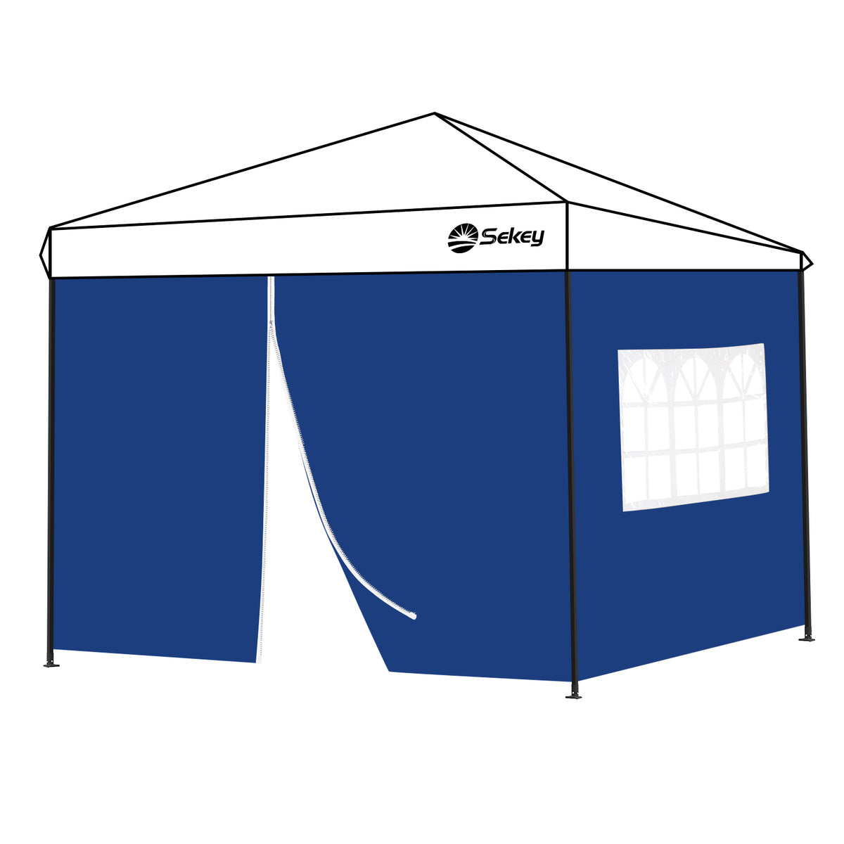 Sekey 3×3m Seitenwand für Pavillon, 2er Set, mit Reißverschlussv und Fenster