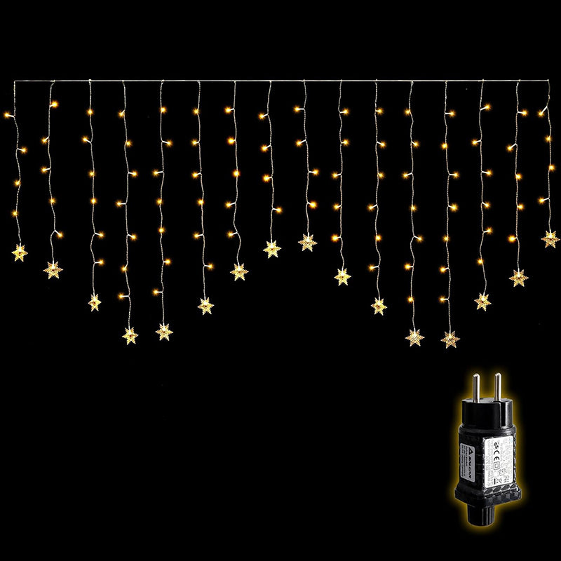 Salcar 2 x 1 m LED snowflake light curtain, 16 strands, 104 LEDs, 31V GS certified power supply