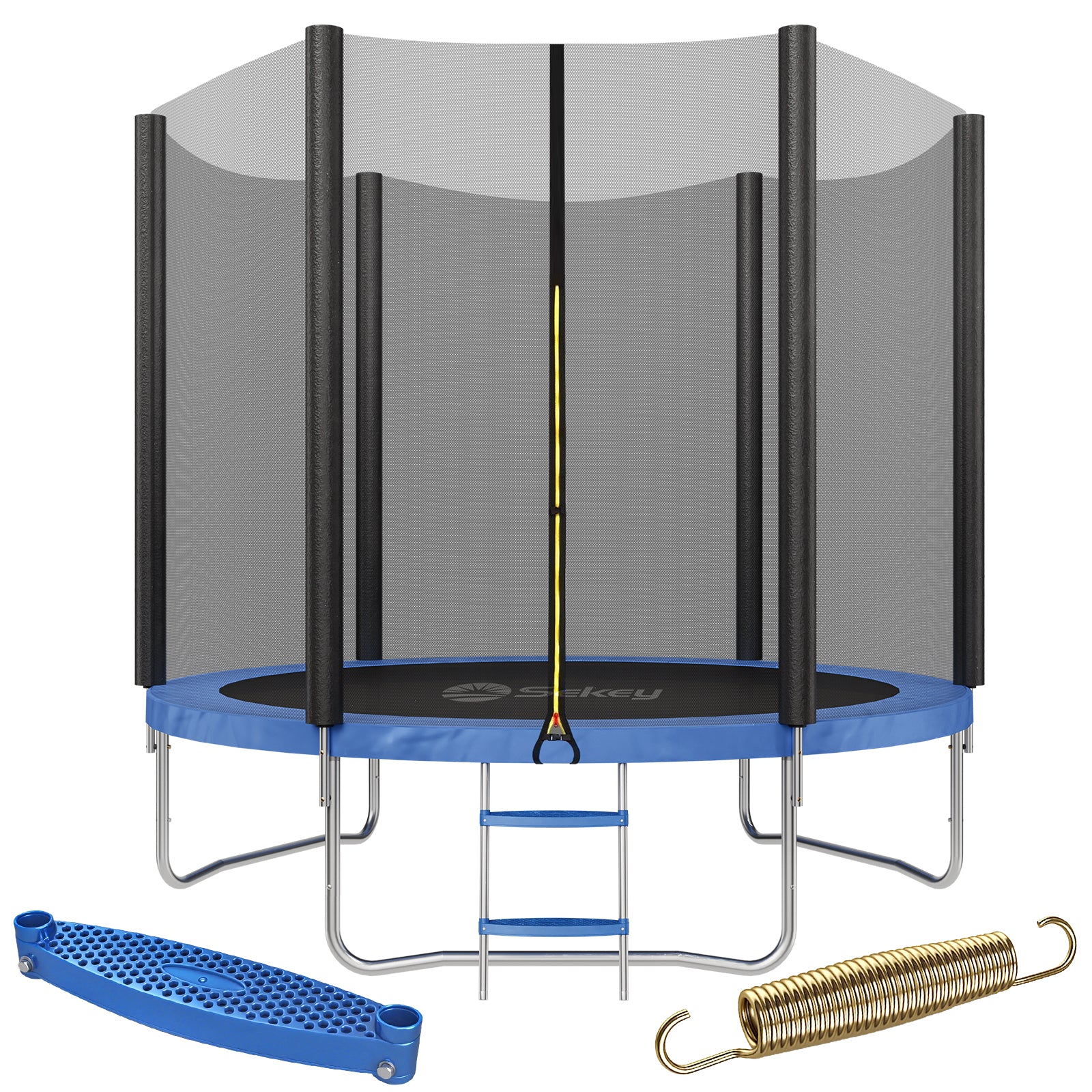 Sekey Trampolin Ø 244 cm für Garten – TÜV/GS-zertifiziertes Outdoor Trampolin mit Sicherheitsnetz, W-Beinen & Leiter – Wetterfest & stabil für Kinder ab 3 Jahren