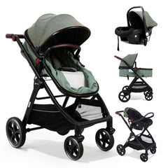 Sekey BW600 3-in-1 Kombi-Kinderwagen – Reisesystem mit Babyschale, Liegewanne & Buggy, Moskitonetz, Regenschutz, Federung, 5-Punkt-Gurt, All-Wetter Travel System 0–4 Jahre