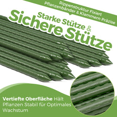 Sekey Tomaten Rankhilfe – Pflanzenstütze aus kunststoffbeschichtetem Stahl, rostfrei, Rankstab für Tomaten, Gurken, Bohnen & Blumen, verschiedene Größen 60cm / 75cm / 90cm / 120cm / 145cm Rankstäbe, Grün