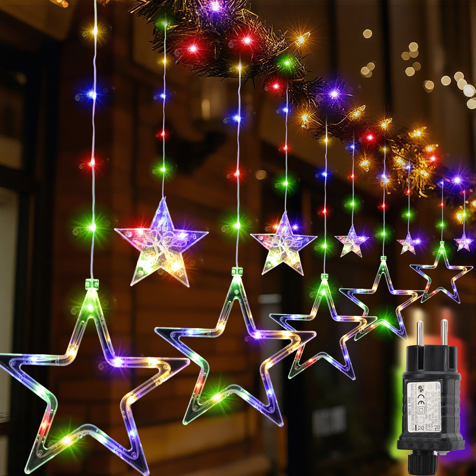 SALCAR LED Sterne Lichtervorhang, 2m 160 LEDs, 10 Sterne, 8 Modi, Timer & Memory – Weihnachtsbeleuchtung für Innen & Außen, Warmweiß/Bunt, IP44 Wasserdicht
