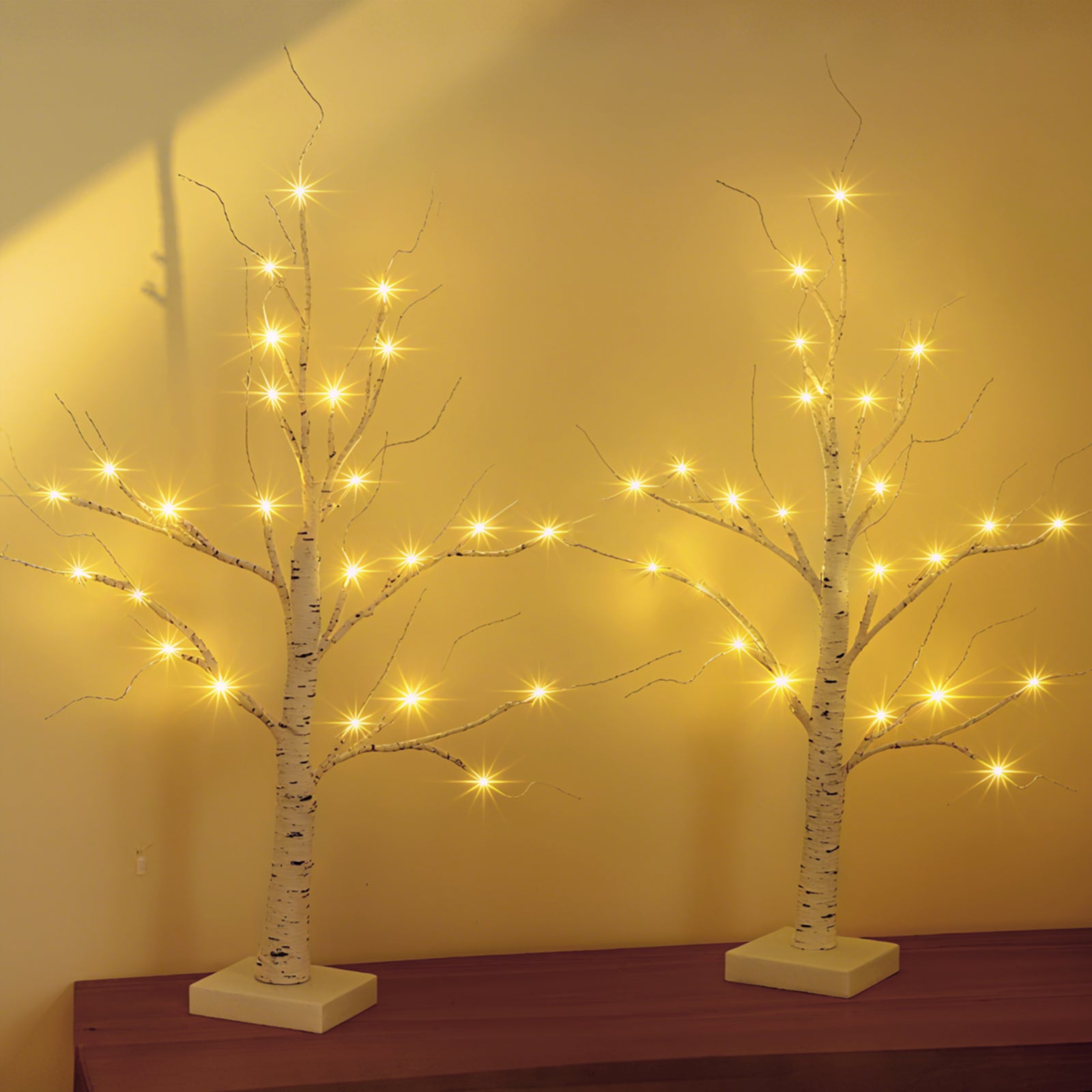 SALCAR LED Lichterbaum 60 cm, Birke mit 24 warmweißen LEDs, USB/Batteriebetrieben, Weihnachts- und Partydeko für Zuhause, Geburtstag, Hochzeit, Innendekoration
