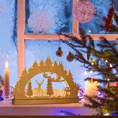 Salcar LED Schwibbogen Weihnachten mit 10 LEDs – Batteriebetriebener Holz-Lichterbogen, Warmweißes Licht, Weihnachtsdeko für Innen, Fenster & Tisch salcar