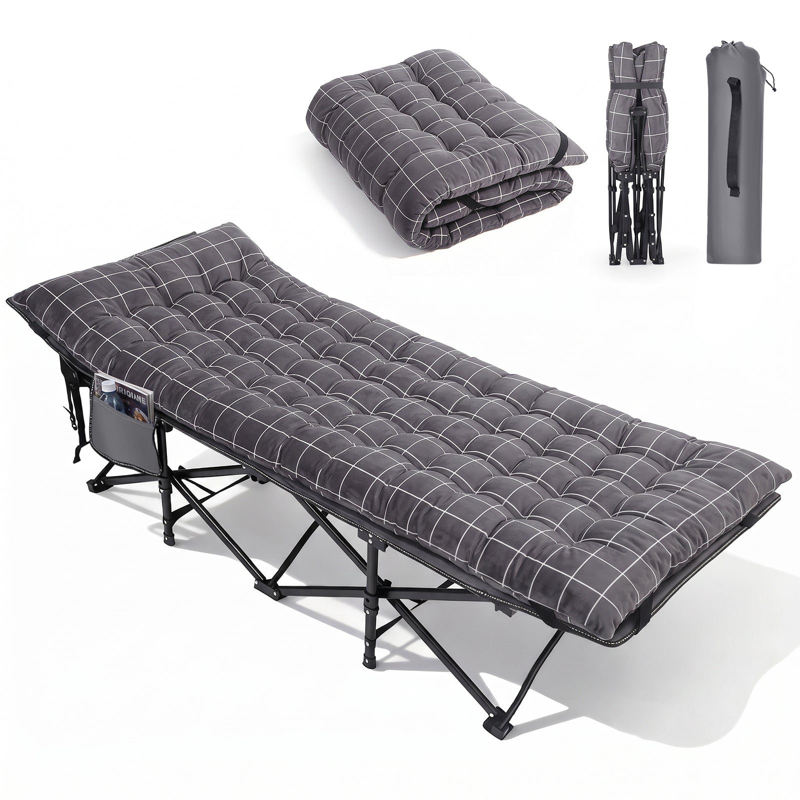Sekey Feldbett Klappbar mit Matratze 190 × 71 cm – Campingbett bis 200 – sekeymall