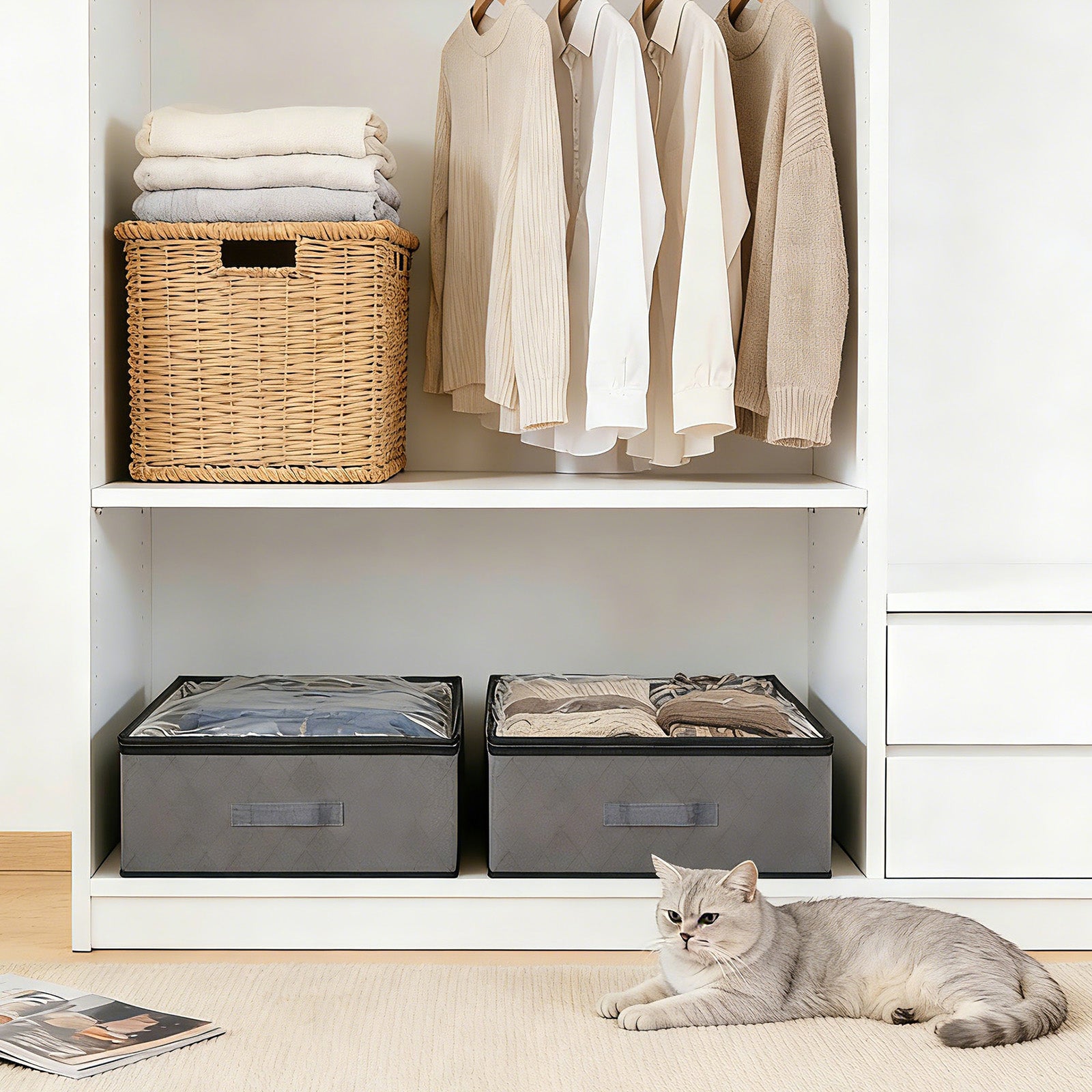 Sekey Unterbett-Aufbewahrungsboxen 90L, atmungsaktiv, modular, ideal f – sekeymall