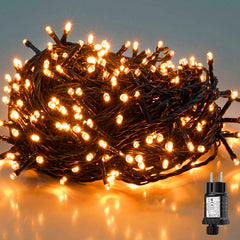 Salcar LED Lichterkette Orange 10–15 m mit 150/220 LEDs, 8 Lichtmodi, Timer & Memory, IP44, 31V Niedervolt, für Innen & Außen