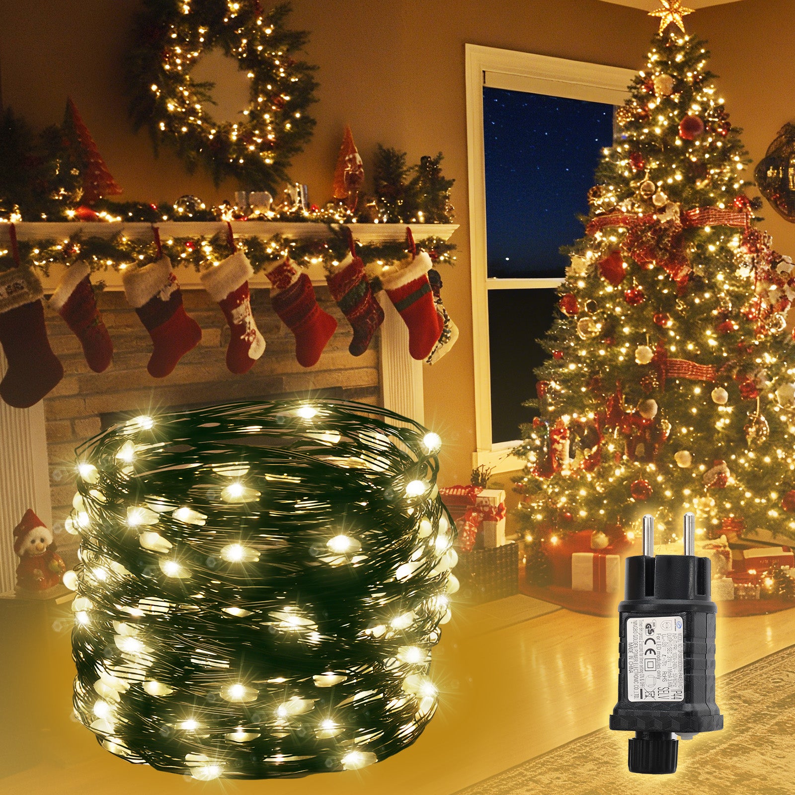 Salcar 100M 1000 LED Lichterkette aus Kupferdraht – Wasserdicht, 8 – sekeymall