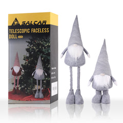 SALCAR Weihnachtsdeko Wichtel XL – Großer Deko-Gnom aus Filz, höhenverstellbar von 60–92 cm, Teleskopbeine, perfektes Geschenk zu Weihnachten & Thanksgiving – Grau