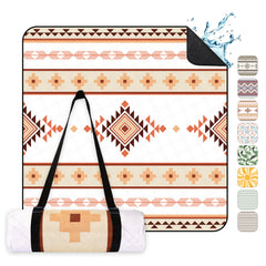 Sekey Picknickdecke Wasserdicht – Sandfreie Stranddecke mit Geometrischem Bohemian-Muster, PEVA-Unterseite & Tragegurt für Picknick, Camping und Strand