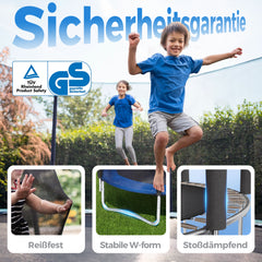 Sekey Trampolin Ø 244 cm für Garten – TÜV/GS-zertifiziertes Outdoor Trampolin mit Sicherheitsnetz, W-Beinen & Leiter – Wetterfest & stabil für Kinder ab 3 Jahren