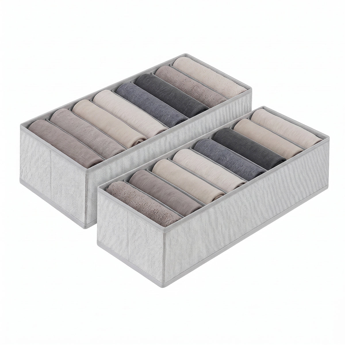 Sekey Schubladen Organizer – 22 × 51 × 11 cm, je 8 Fächer, faltbare Stoffboxen für Unterwäsche & Socken