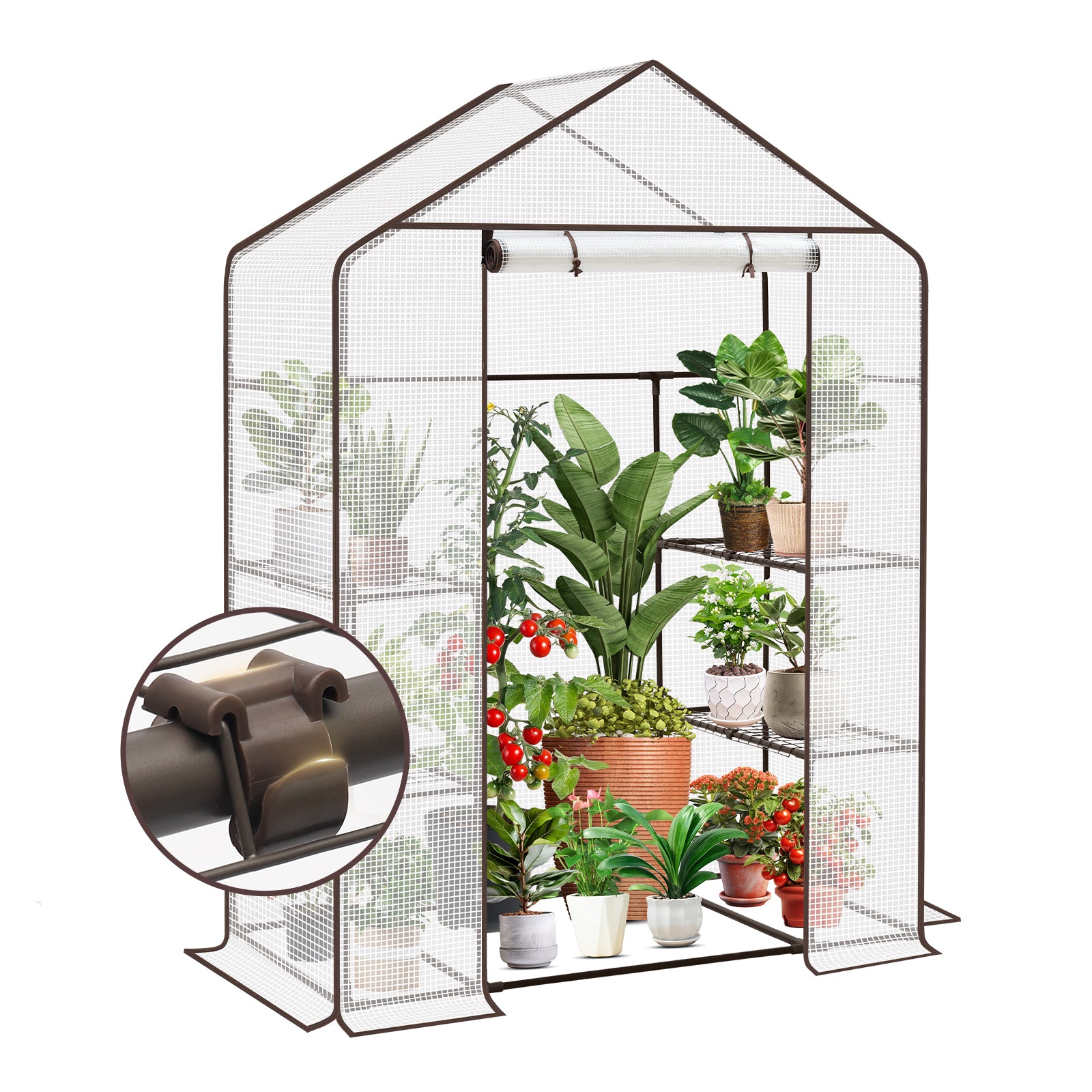 Sekey XL Foliengewächshaus 200×145×75 cm – Stabiles Balkon-Gewächshaus mit 4 Regalböden für gesundes Pflanzenwachstum