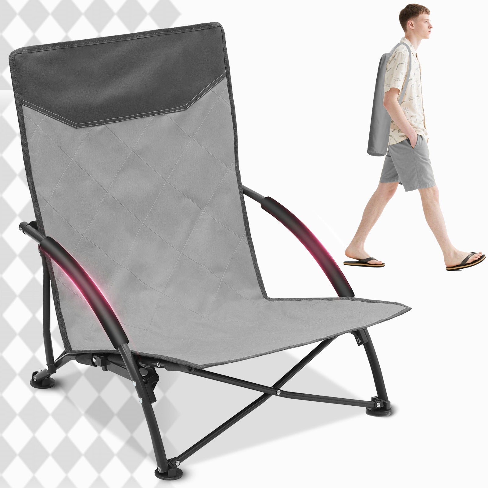 leichtester campingstuhl Sekey Faltbarer Strandliegestuhl mit gepolsterten Armlehnen – Leichter – sekeymall