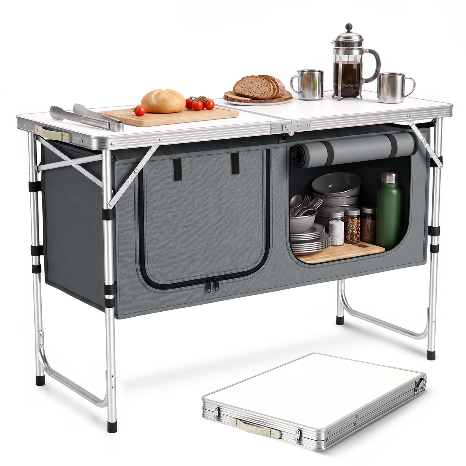 Sekey Campingtisch faltbar 120 cm, höhenverstellbarer Campingtisch mit – sekeymall