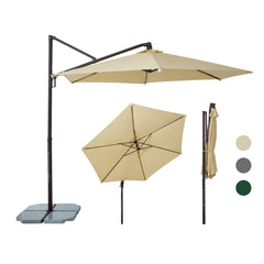 Sekey Ampelschirm 300 cm – Aluminium Sonnenschirm mit 360° Drehung, Neigefunktion, UV50+ Schutz