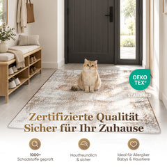 Sekey Waschbarer Kurzflor Teppich Vintage – Rutschfest & OEKO-TEX Zertifiziert