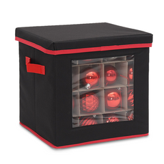 Salcar Aufbewahrungsbox Schwarz für 64 Weihnachtskugeln – Faltbare Weihnachtsdeko-Box 30,5 cm mit Fächern & flexiblen Trennwänden