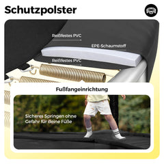 Sekey Trampolin Ø 305 cm für den Garten – TÜV/GS-zertifiziertes Outdoor Trampolin mit Sicherheitsnetz, W-Beinen & Leiter – bis 150 kg belastbar, wetterfest & kindersicher