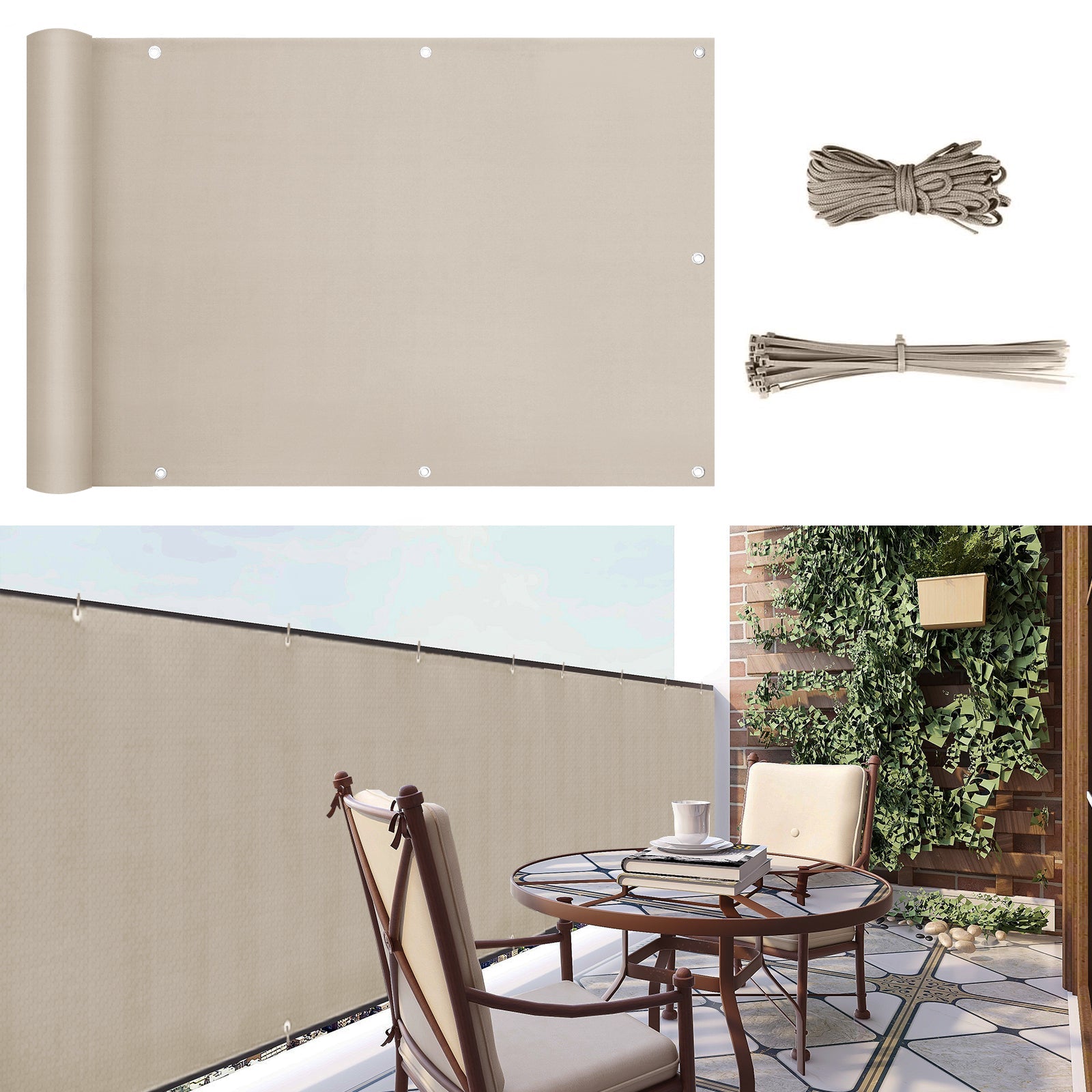 balkon sichtschutz markise ohne bohren Sunula Balkon Sichtschutz, blickdicht, PES Balkonverkleidung, – sekeymall
