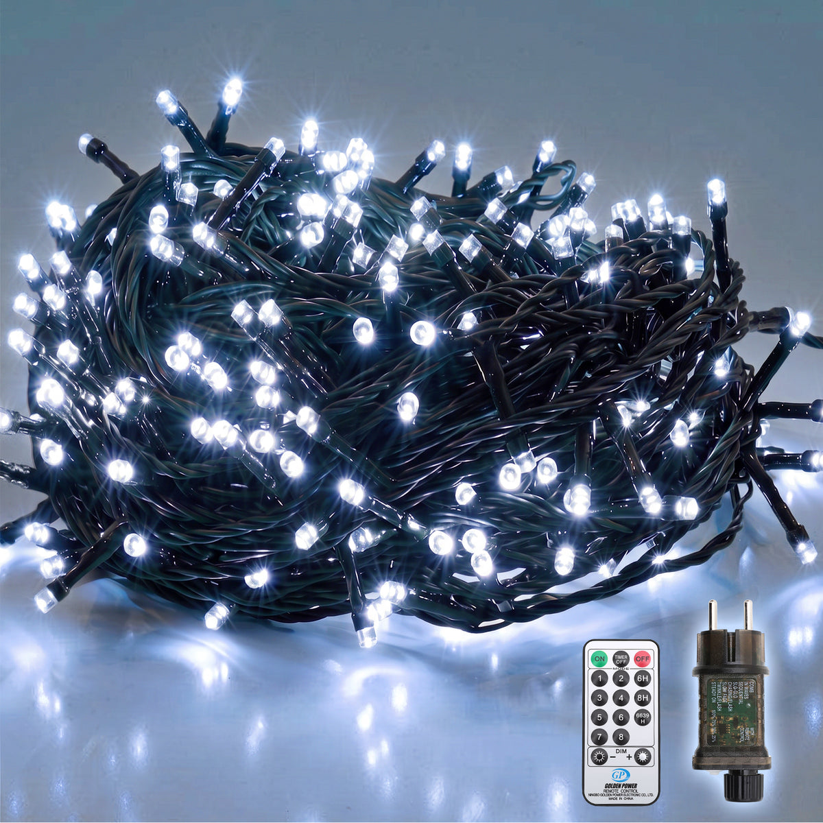 Salcar  LED Lichterkette 23 m mit 360 LEDs, Fernbedienung, 8 Lichtmodi, 4-stufig dimmbar, 3 Timer, Memory, IP44, 31V für Innen & Außen