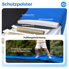 Sekey Trampolin Ø 244 cm für Garten – TÜV/GS-zertifiziertes Outdoor Trampolin mit Sicherheitsnetz, W-Beinen & Leiter – Wetterfest & stabil für Kinder ab 3 Jahren