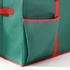 SALCAR Grüne Aufbewahrungsbox für 128 Weihnachtskugeln – Faltbare Christbaumkugel-Box 64,8×32,3×34,2 cm mit 128 Fächern, Tragegriffen & Doppelreißverschluss