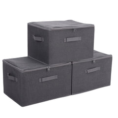 Sekey Aufbewahrungsboxen 3er Set mit Deckel | Stoffboxen 40 × 30 × 25 cm – formstabil, faltbar & vielseitig einsetzbar