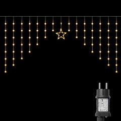 Salcar LED Sternenvorhang Warmweiß – Weihnachtsbeleuchtung mit 8 Modi, Timer & Memory