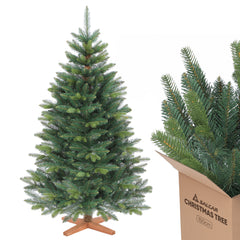 SALCAR Künstlicher Weihnachtsbaum mit Holzständer, Premium PE+PVC Tannenbaum, Realistische & Dichte Optik, Einfacher Aufbau für Innenräume