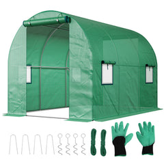 Sekey Winterfestes Foliengewächshaus 3×2×2 m – 6 m² Folientunnel aus verzinktem Stahl, 2 m Stehhöhe, 2 Türen & 4 Fenster, 140 g/m² PE-Folie inkl. Profi-Verankerung