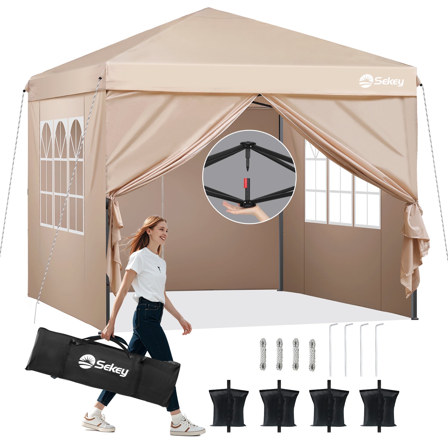 Sekey Premium Pop-Up Pavillon 3×3 m – Wasserdicht & Stabil, Faltpavill – sekeymall