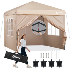 Sekey Premium Pop-Up Pavillon 3×3 m – Wasserdicht & Stabil, Faltpavillon mit Seitenwänden, Höhenverstellbar 250–270 cm