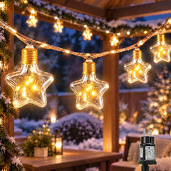 Salcar Lichterkette mit Hanfseil – 10 Glühbirnen, 5 m, Warmweiß, 8 Modi, für Garten & Terrasse