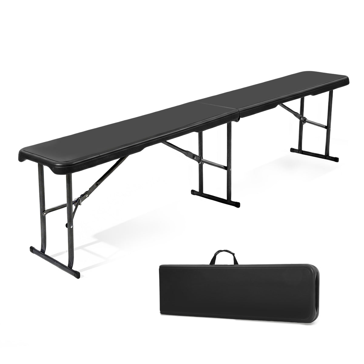 Sekey Klappbare Bierbank 183 cm – Kunststoff Campingbank & Bierzeltbank bis 300 kg Belastbar, Gartenbank Klappbar mit Tragegriff, Schwarz