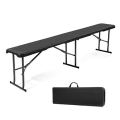 Sekey Klappbare Bierbank 183 cm – Kunststoff Campingbank & Bierzeltbank bis 300 kg Belastbar, Gartenbank Klappbar mit Tragegriff, Schwarz