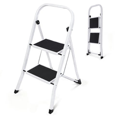 Sekey Klappbare Trittleiter 2 oder 3 Stufen – Stabile Stahlleiter, rutschfeste Stufen, platzsparend faltbar, SGS EN14183 geprüft, bis 150 kg belastbar