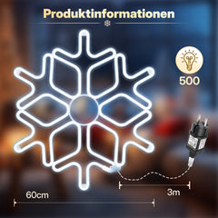 Salcar LED Schneeflocke Weihnachtsdeko Kaltweiß – 40/60 cm, 300 LEDs, IP44 für Fenster & Außen